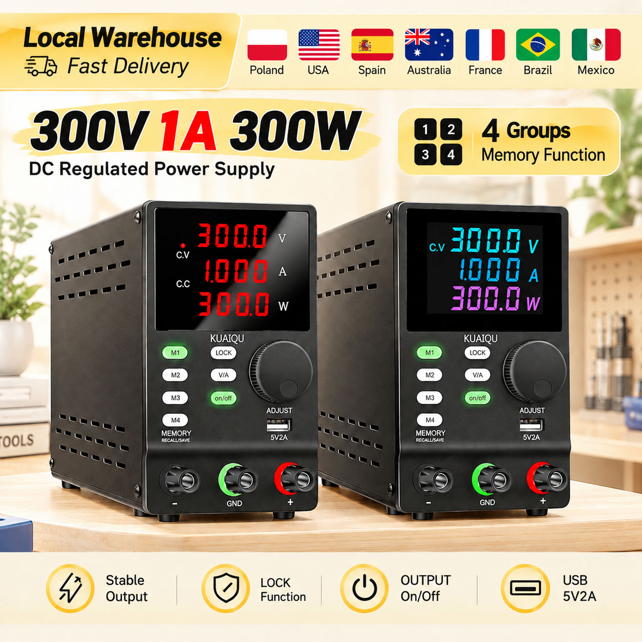 Switching Dc Power Supply 300V 1A - KUAIQU 300V 1A 300W DC-voeding, instelbare